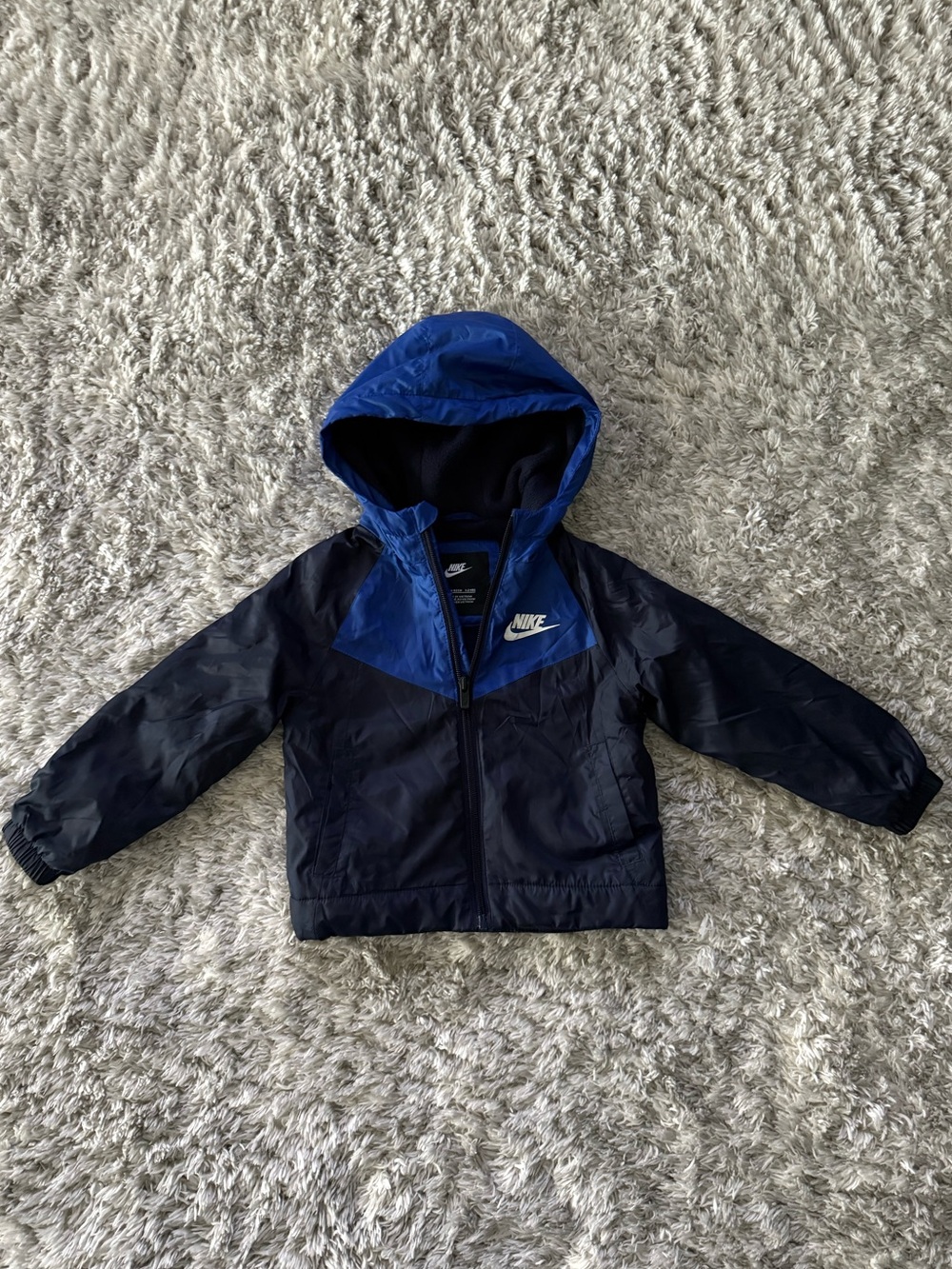 Nike Kids Blue & Navy Hooded Fleece Lined Jacket